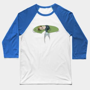 Sleeping Mermaid on a Lily Pad Baseball T-Shirt
